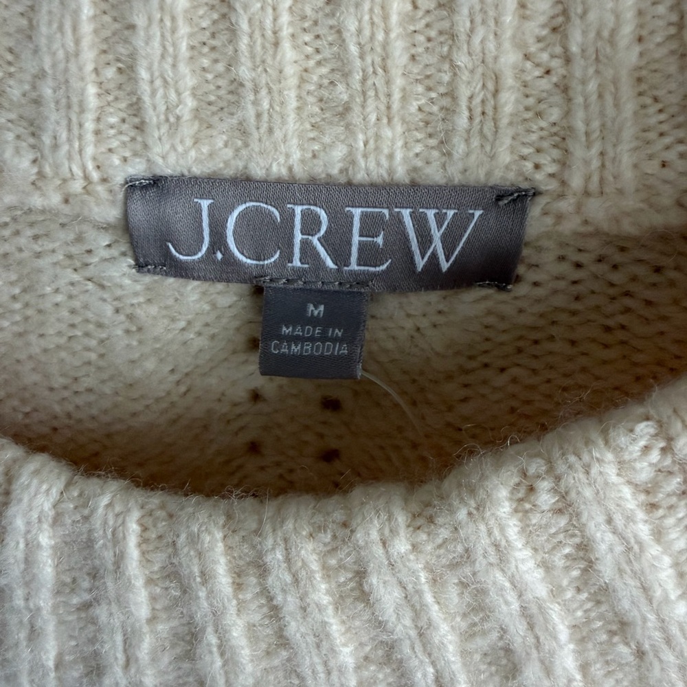 J. Crew Relaxed Crewneck Pullover Sweater Bow Print Wool Alpaca Oversized Sz M - Picture 12 of 13